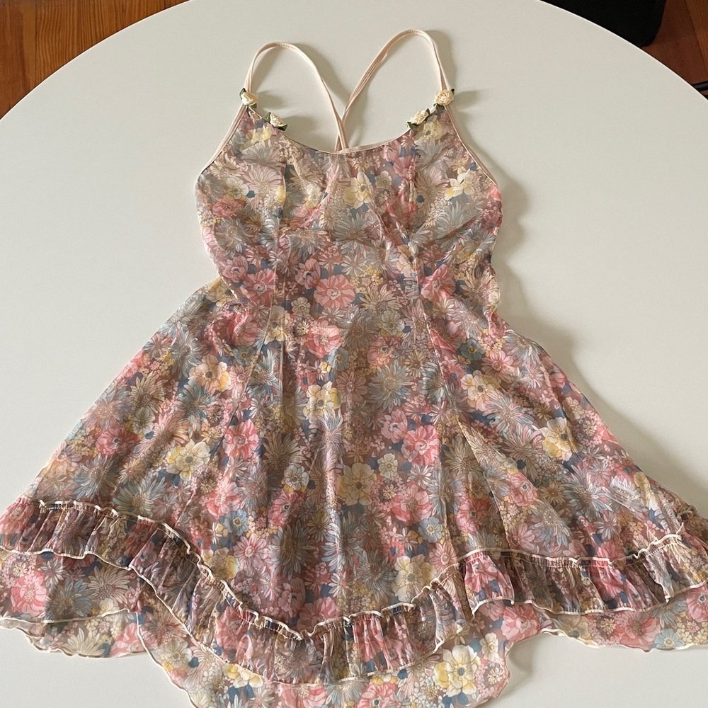 Floral Sheer Mini Dress Cover Up - Picture 16 of 16